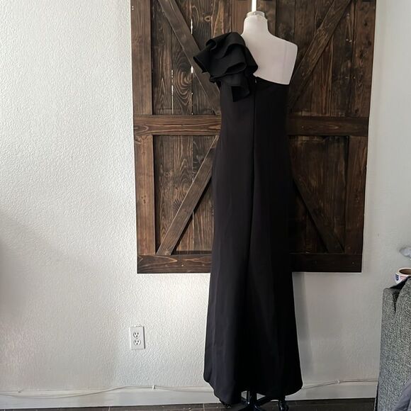 Sexy Sleeveless One Shoulder Ruffle High Split Party Evening Long Formal Dress - Picture 8 of 12